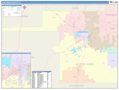 Tom Green County, TX Digital Map Color Cast Style